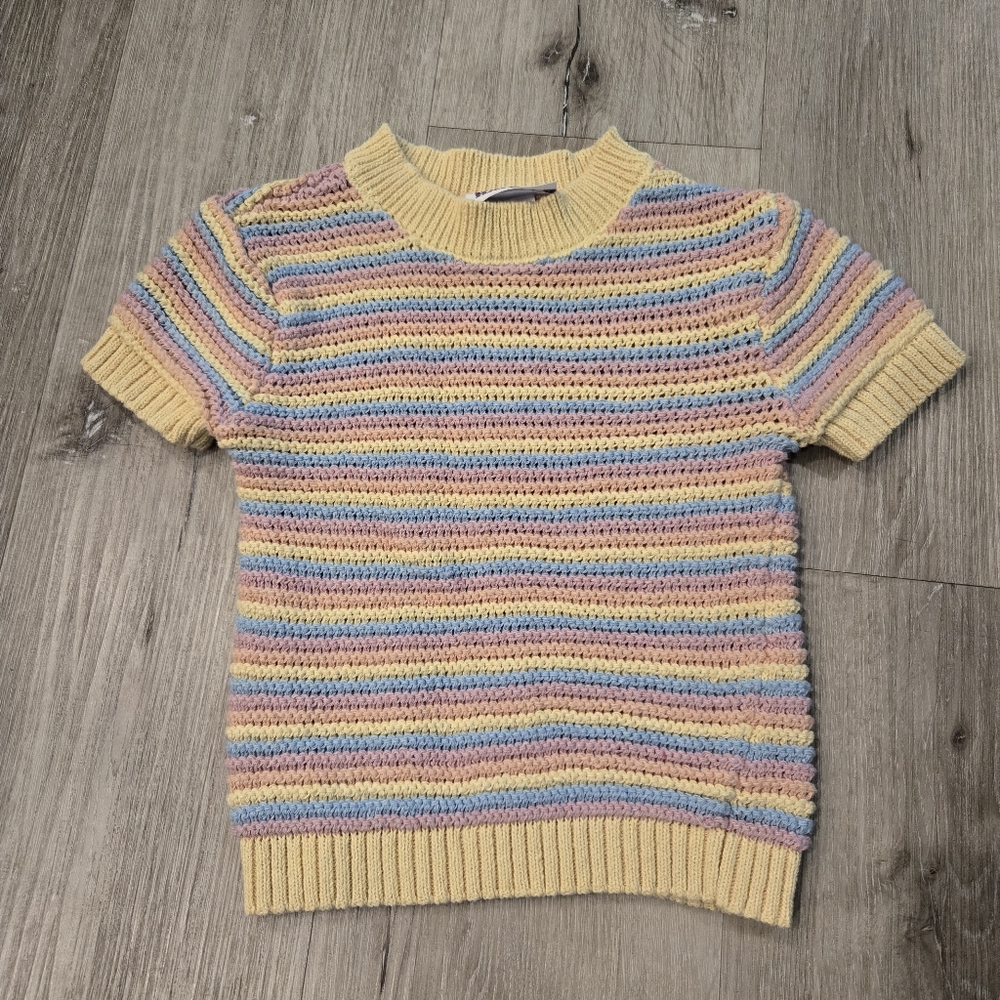 RARITY Multicolor Striped Short Sleeve Sweater Size 5